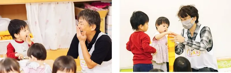 保育活動を通じて、子供たちと触れ合うようす