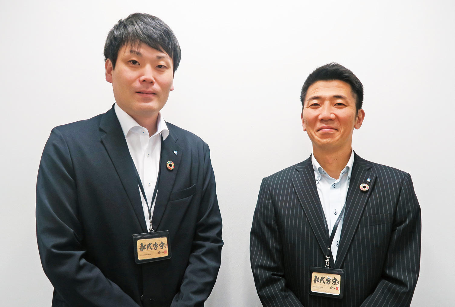 総務人事部人財開発課 課長　清水 保博さん（左）、総務人事部 部長　池沢 篤人さん（右）